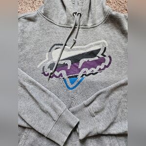 Vintage Fox Racing Grey Sweartshirt Hoodie With Purple Blue Logo Medium